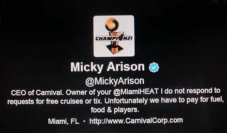 Micky Arison Carnival Cruise Twitter